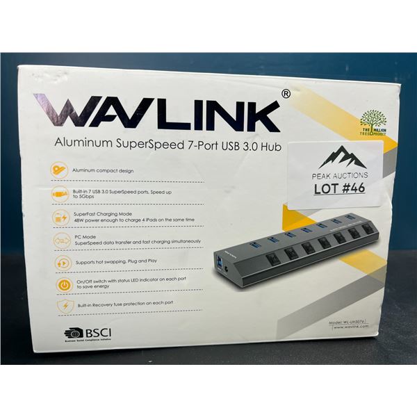 Lot of 1 WavLink Aluminum SuperSpeed 7-Port USB 3.0 Hub