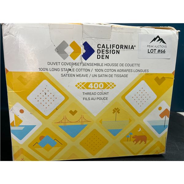 Lot of 1 California Design Den Duvet Cover Set - 400 Thread Count - Full/Queen - Ivory