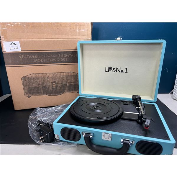 Lot of 1 LP&No.1 Suitcase Vinyl Record Player/Vintage Turntable - Blue