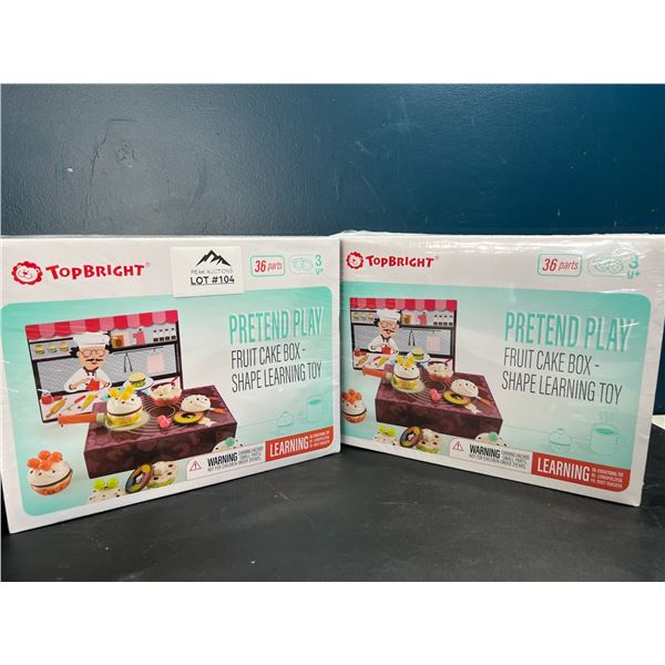 Lot of 2 TopBright Pretend Play Fruit Cake Box Shape Learning Toy Set