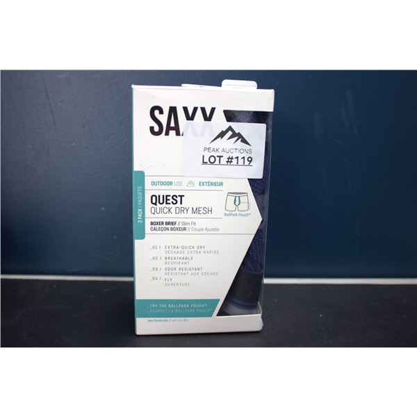 Lot of 1 SAXX 2 Pack Quest Quick Dry Mesh Boxer Breifs - Size Large