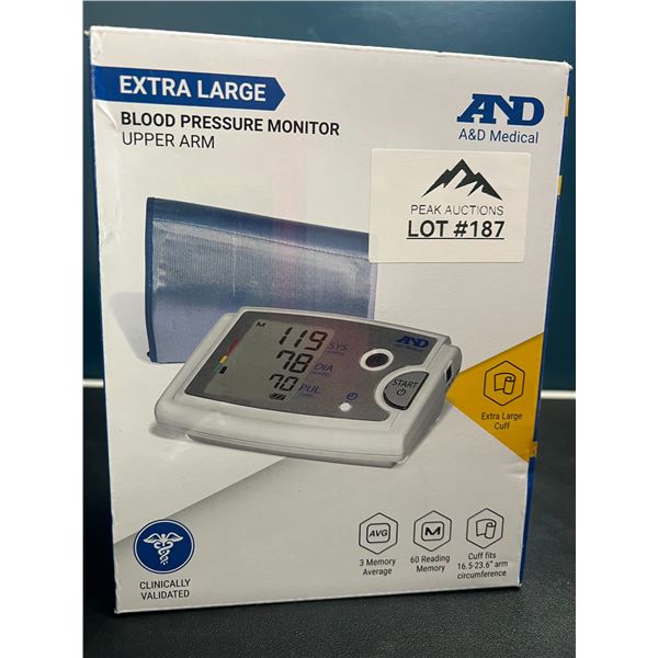 Lot of 1 Upper Arm Blood Pressure Monitor - Extra Large Cuff Design