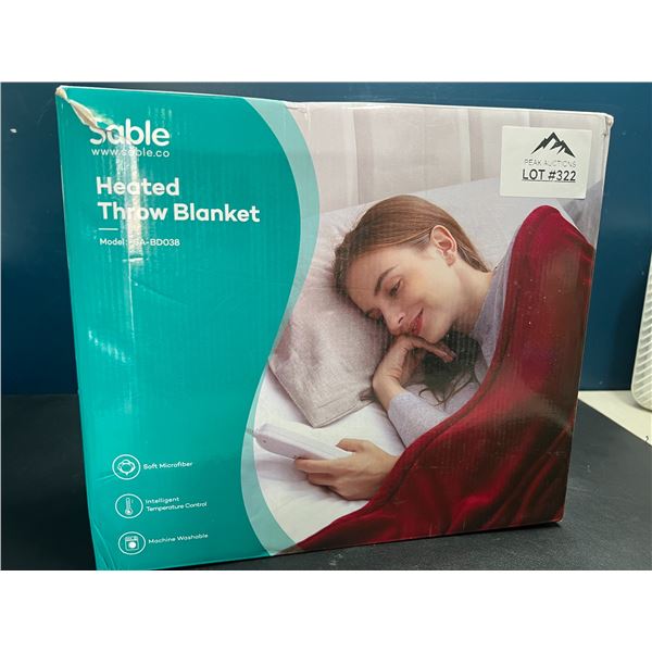 Lot of 1 Sable Heated Throw Blanket - Soft Microfiber