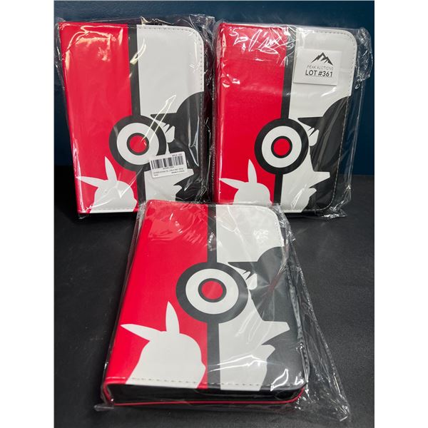 Lot of 3 Pokemon Leather 4-Pocket Premium Card Binders