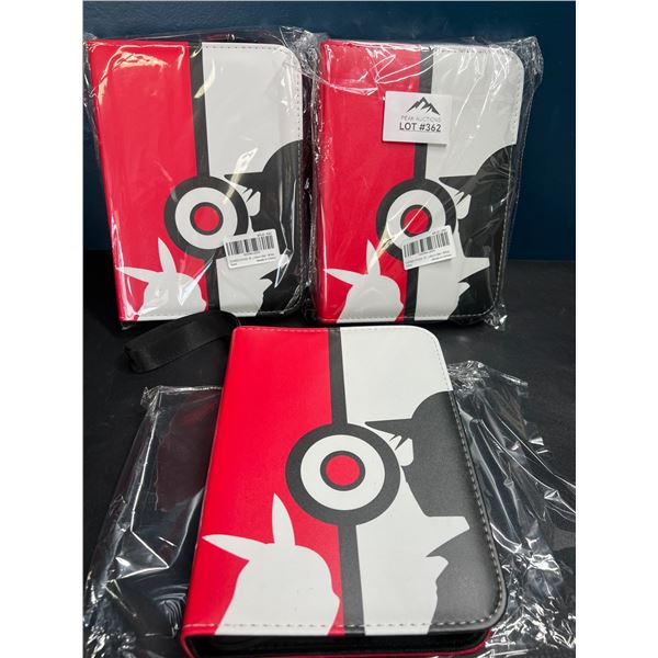 Lot of 3 Pokemon Leather 4-Pocket Premium Card Binders
