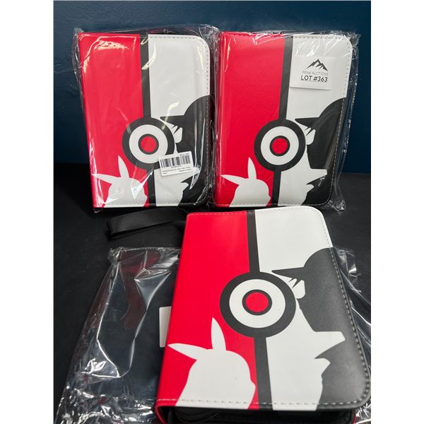 Lot of 3 Pokemon Leather 4-Pocket Premium Card Binders