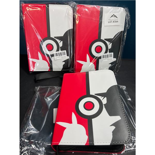 Lot of 3 Pokemon Leather 4-Pocket Premium Card Binders