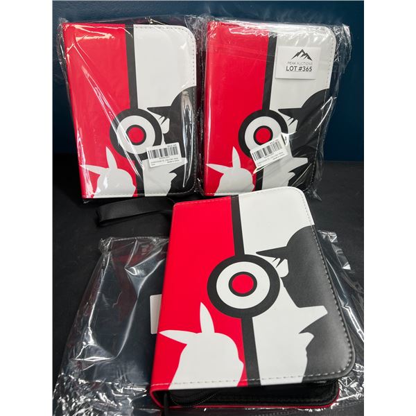 Lot of 3 Pokemon Leather 4-Pocket Premium Card Binders