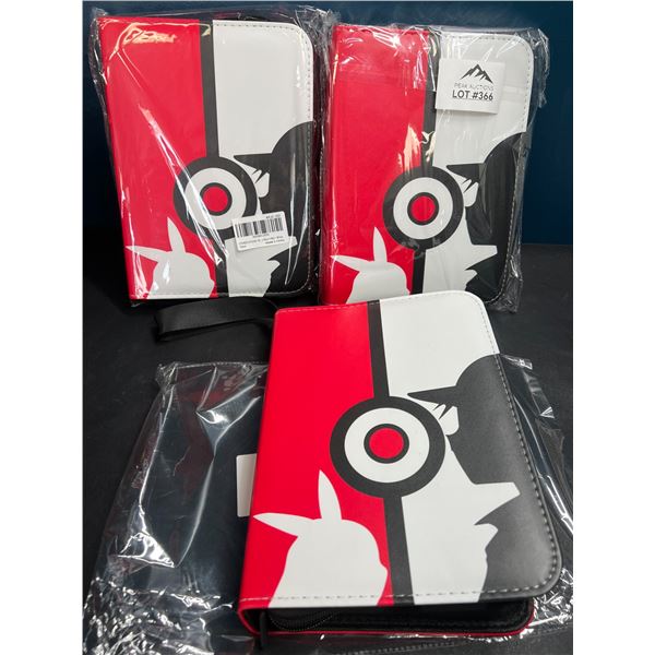 Lot of 3 Pokemon Leather 4-Pocket Premium Card Binders