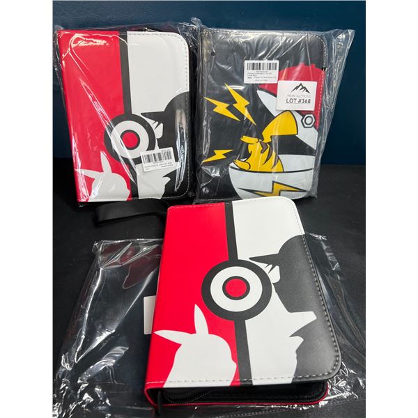 Lot of 3 Pokemon Leather 4-Pocket Premium Card Binders