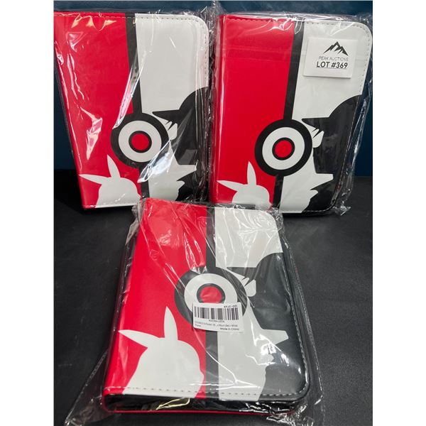 Lot of 3 Pokemon Leather 4-Pocket Premium Card Binders