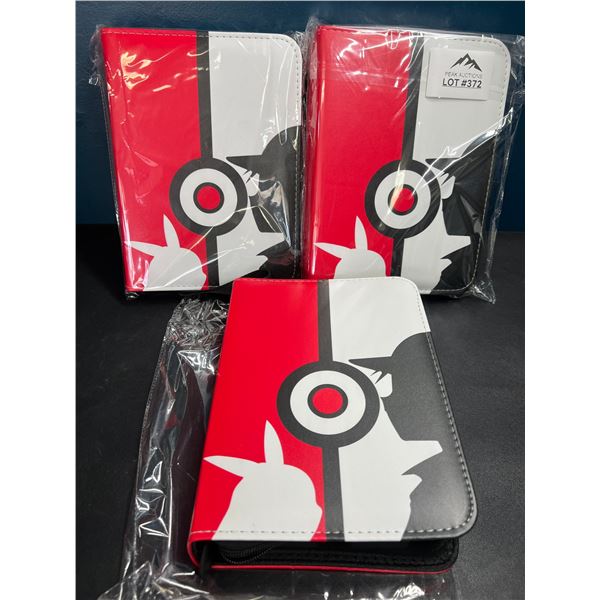 Lot of 3 Pokemon Leather 4-Pocket Premium Card Binders