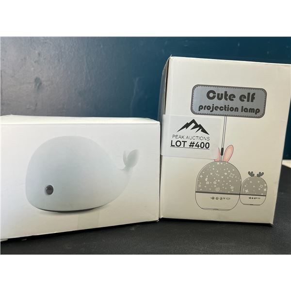 Lot of 2 Lamps/Lights for Kids Rooms - 1x Projector Star Lamp & 1x Dolphin Lamp