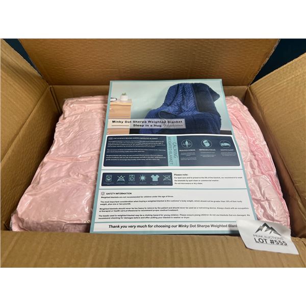 Lot of 1 Weighted Blanket for Adults - 15lbs - Pink Colour - 48 x 72 inch size