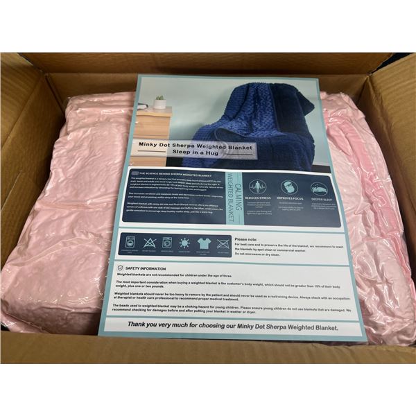 Lot of 1 Weighted Blanket for Adults - 15lbs - Pink Colour - 48 x 72 inch size