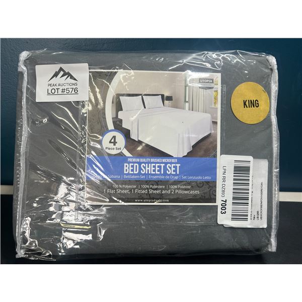 Lot of 1 King Size Sheet Set - Grey