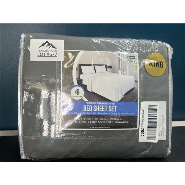 Lot of 1 King Size Sheet Set - Grey