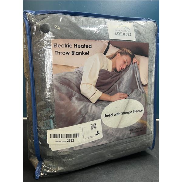 Lot of 1 Electric Heated Throw Blanket - Grey - 50 x 60 inch