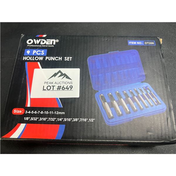 Lot of 1 Hollow Punch Tool Set (9PCS)