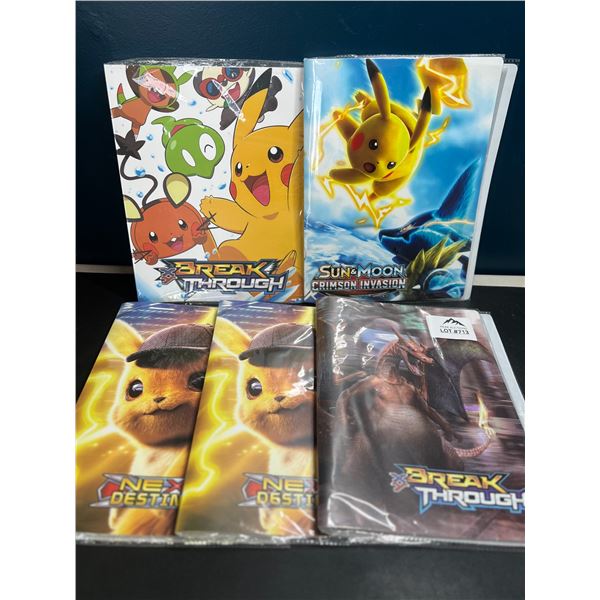 Lot of 5 Pokemon Card Binders - 9 Pocket Pages - Large 12inch binders