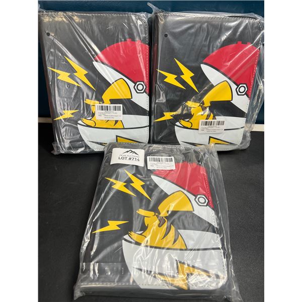 Lot of 3 Pokemon Leather 4-Pocket Premium Card Binders