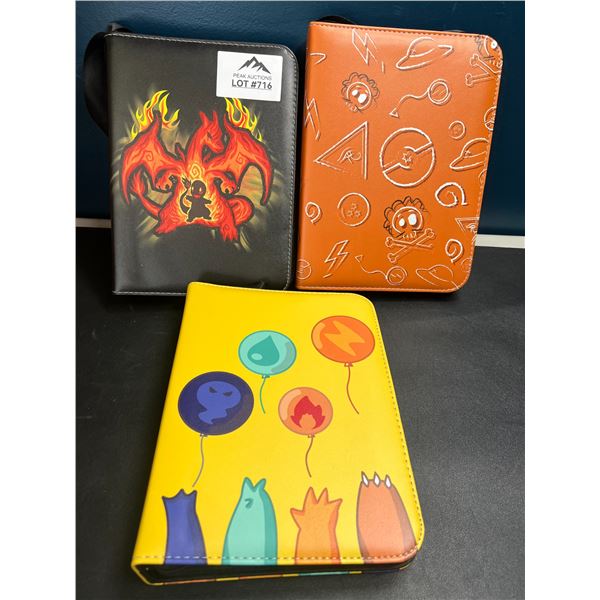 Lot of 3 Pokemon Leather 4-Pocket Premium Card Binders