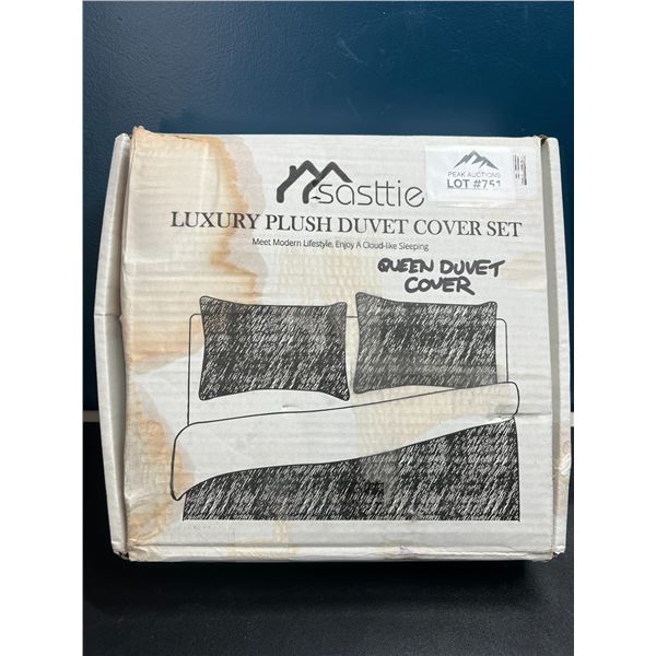 Lot of 1 Fuzzy Duvet Cover Set - Queen Size - Black