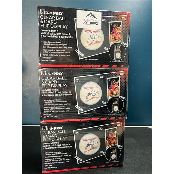 Lot of 3 Ultra-Pro Clear Ball & Card Flip Displays