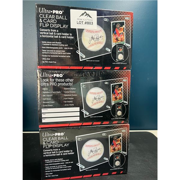 Lot of 3 Ultra-Pro Clear Ball & Card Flip Displays
