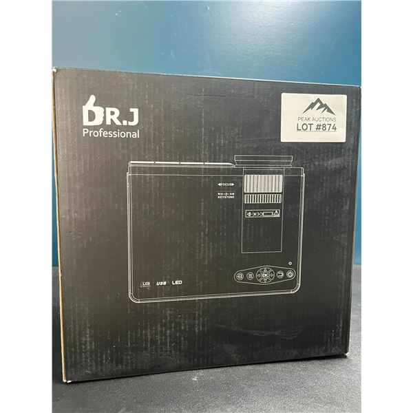 Lot of 1 Dr. J Professional HD Projector w/ Projector Screen & Remote