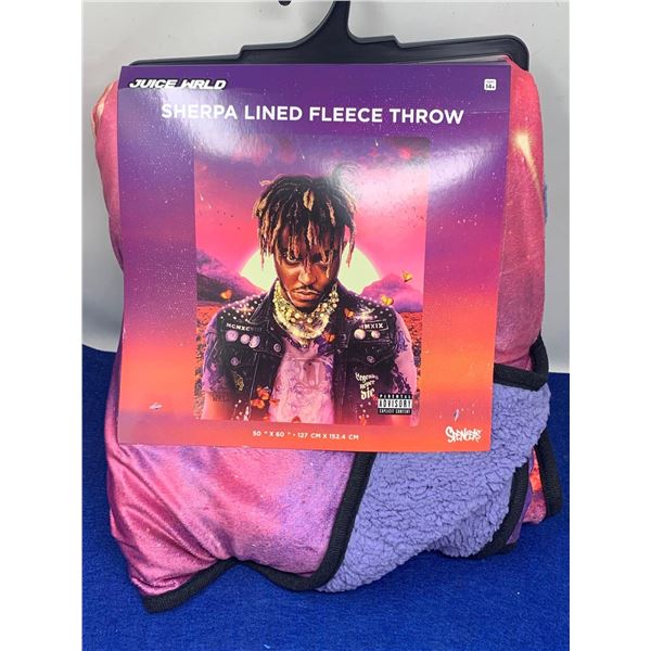 Sherpa Lined Fleece Throw-Juice Wrld (50in x 60in)