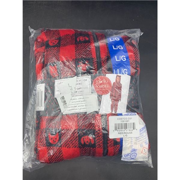 Munki Munki Plush One-Piece Hooded Pajama (L)