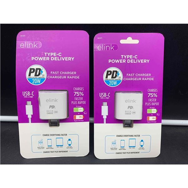 eLink Type C Power Delivery Fast Charger (2ct)
