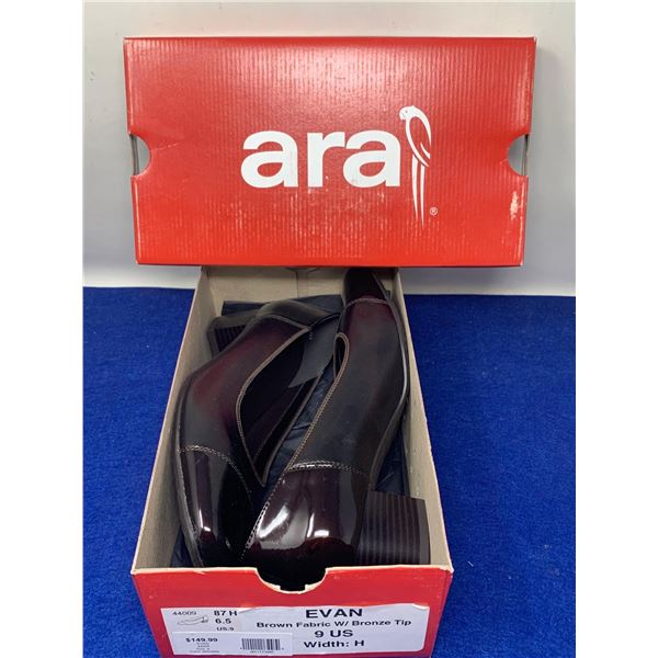 Ara Brown Fabric w/ Bronze Tip Shoe (size 9)