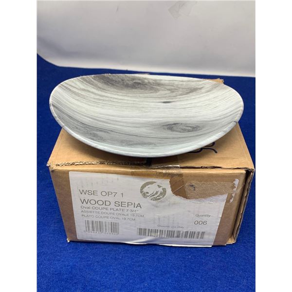 Wood Sepia Oval Coupe Plate 7.75in