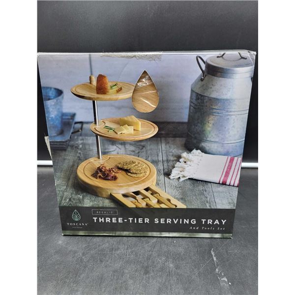 Toscana Regalio Three-Tier Serving Tray and Tools Set