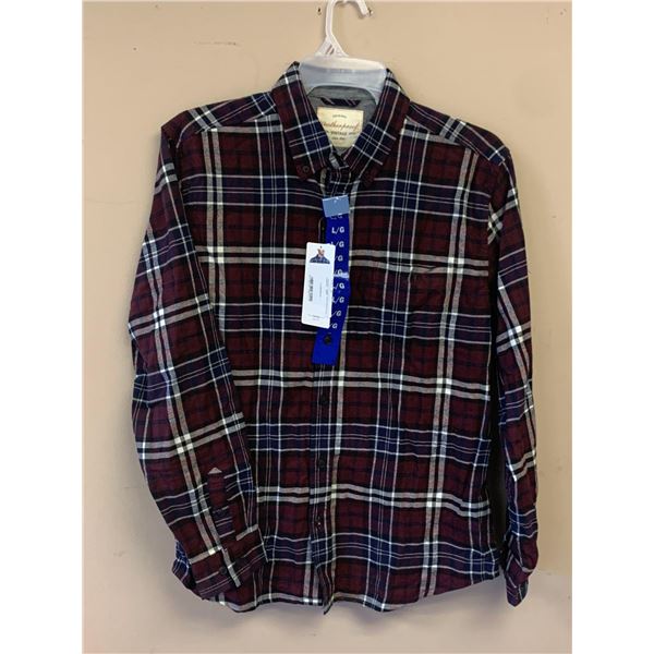 Mens Weatherproof Plaid Button Up Top Size L