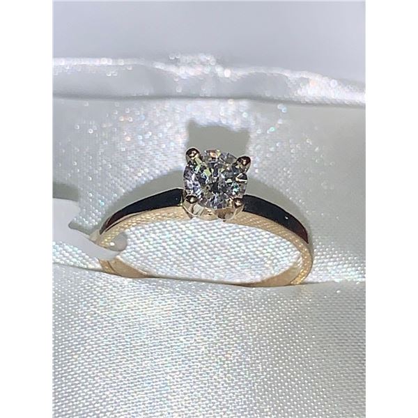 14K Yellow Gold .44 Carat Solitaire Moissanite Engagement Ring Appraisal Certificate $800.00