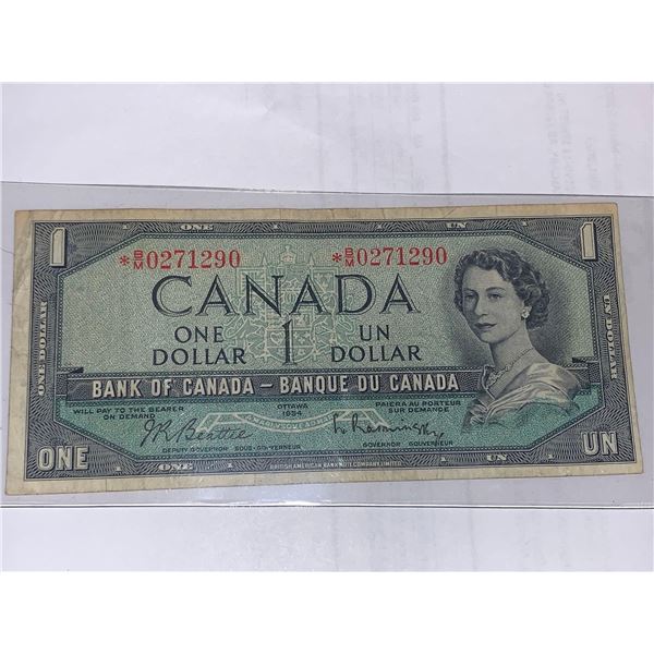 Canada 1954 Bank of Canada $1.00 Bill