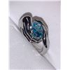 Image 2 : Ladies Blue Topaz Solitaire Gem in Hands .925 Silver Ring