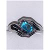 Image 3 : Ladies Blue Topaz Solitaire Gem in Hands .925 Silver Ring