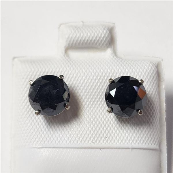 14K White Gold Black Diamond(1.64ct) Earrings (~weight 1.28g), Made in Canada, Appraised Retail $170