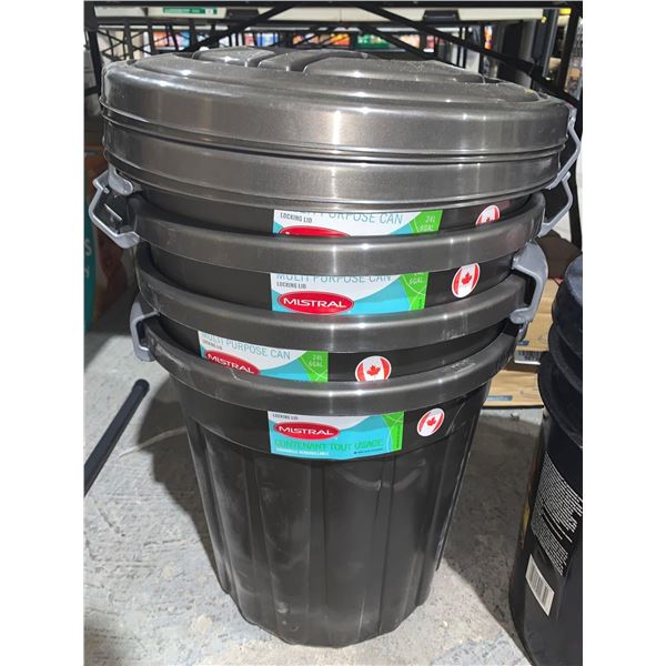 Mistral Multi Purpose Can w/ Locking Lid Lot of 4 24L