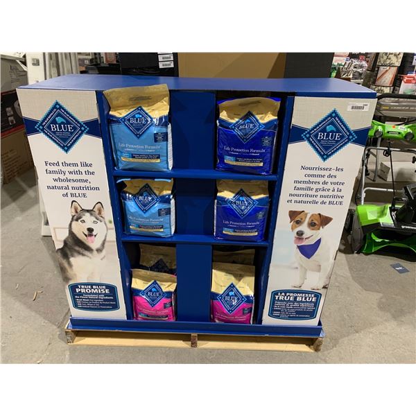 Entire Store Display of Assorted Blue Buffalo Wet Dog Food, Dry Dog Kibble & Assorted Flavor Treats