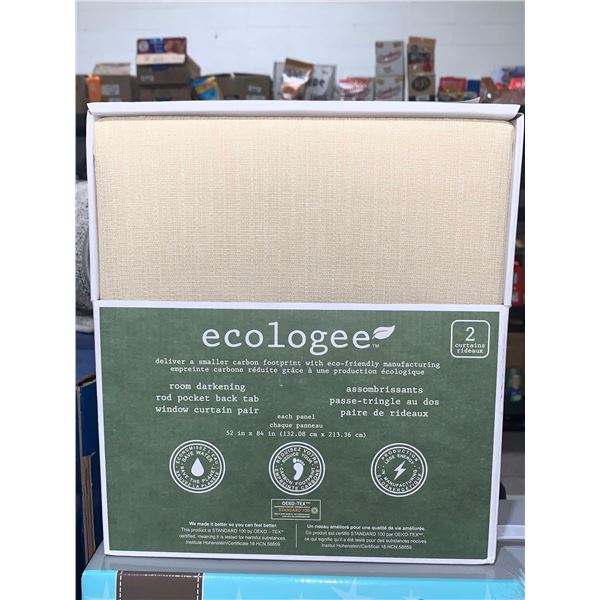 Ecologee Room Darkening Rod Pocket Back Tab Window Curtain Pair  52" x 84" Each Cream