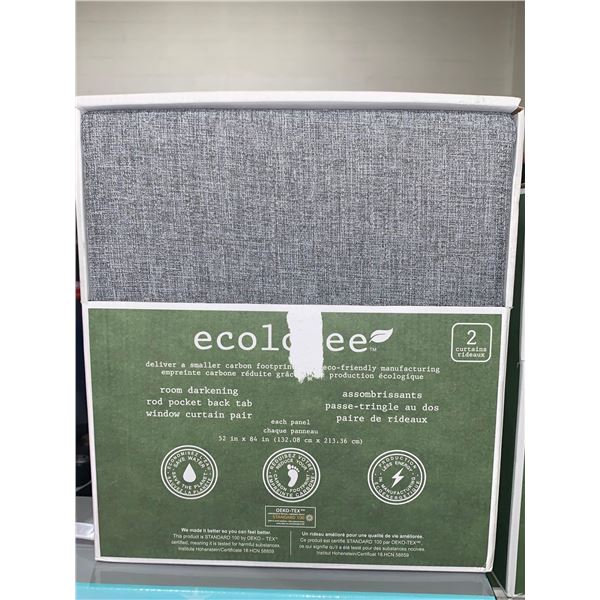 Ecologee Room Darkening Rod Pocket Back Tab Window Curtain Pair 52" x 84" Each Grey