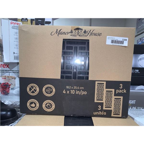 Manor House 4" x 10" Brown 3pk Vent Cover