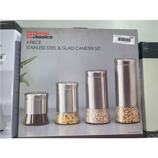 Home Basics 4 pc Stainless Steel & Glass