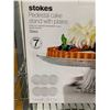 Image 2 : Stokes Pedestal Cake Stand with Plates Glass 7pc Set