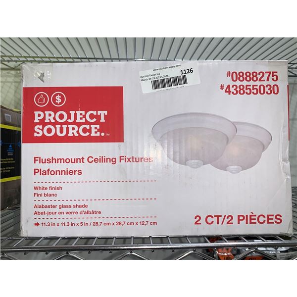 Project Source Flushmount Ceiling Fixture 2 Pack  White Finish with Alabaster Glass Shade